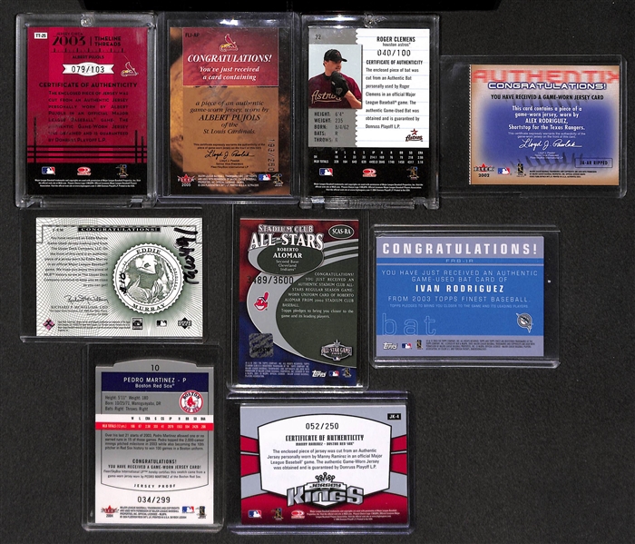 Lot Of 52 Baseball Relic Cards w. Pujols & Clemens