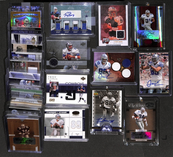 Lot Of 29 Cowboys Autograph & Relic Cards w. Romo Autograph Patch