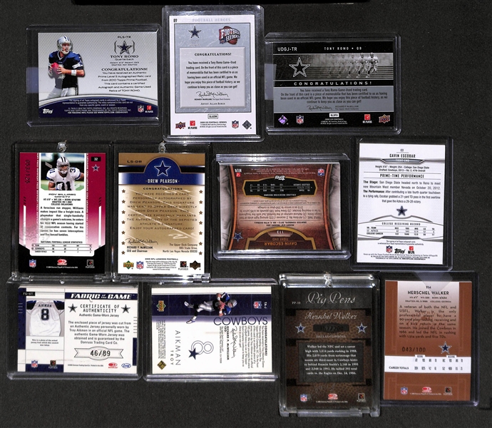 Lot Of 29 Cowboys Autograph & Relic Cards w. Romo Autograph Patch