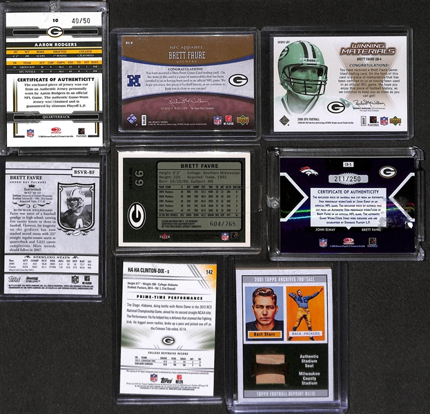 Lot Of 16 Packers Autograph & Relic Cards w. Favre