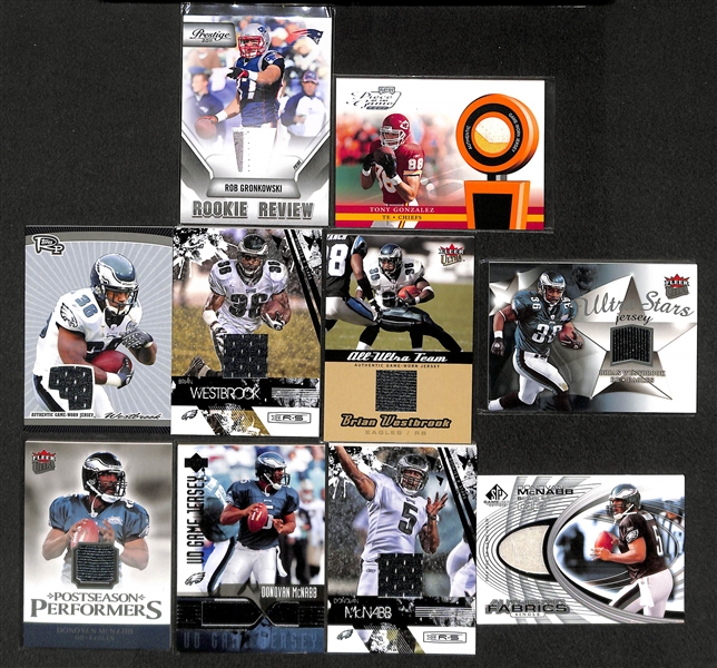 Lot Of 100 Football Autograph/Relic/Insert Cards w. Gronkowski