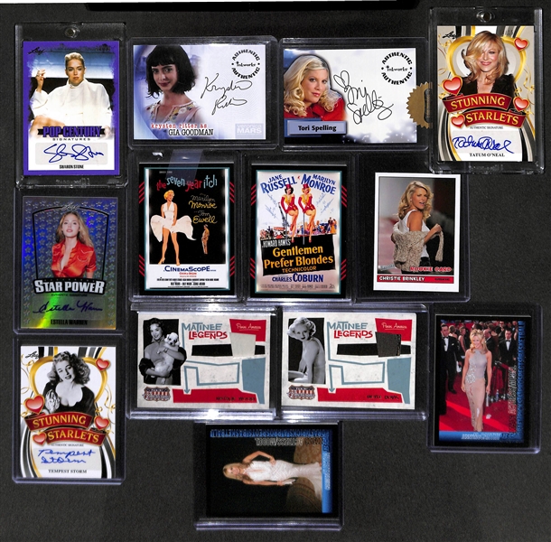 Lot Of 13 Entertainment Autograph & Relic Cards w. Sharon Stone Autograph