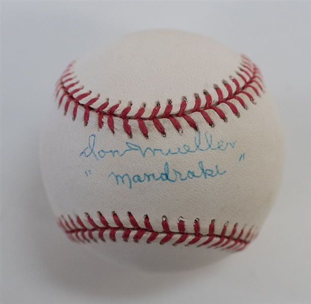 Joe Cronin Signed 1939 Laurel Card (JSA LOA) and 2 Autographed Baseballs (Jim Coates and Don Mueller)