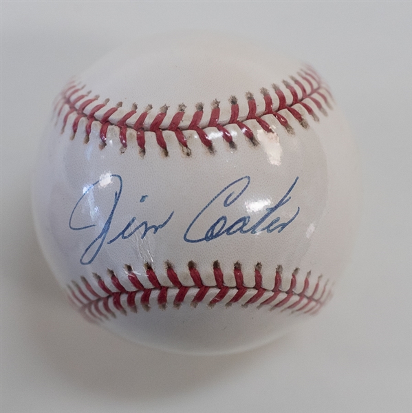 Joe Cronin Signed 1939 Laurel Card (JSA LOA) and 2 Autographed Baseballs (Jim Coates and Don Mueller)