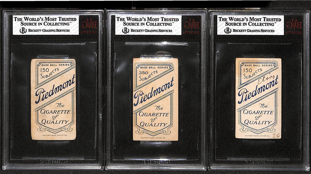 Lot of 3 NY Giants 1909-11 T206 Cards - Buck Herzog (BVG 2.0), Hooks Wiltse (BVG 2.0), Jake Weimer (BVG 2.0)