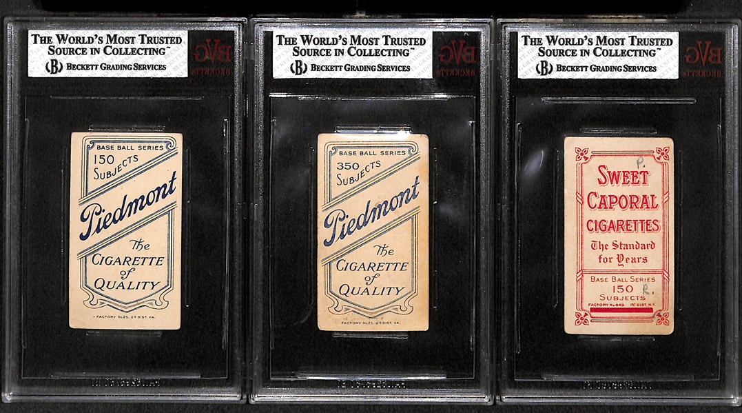 Lot of 3 Cleveland/Cincinnati 1909-11 T206 Cards - Clarke (BVG 3.5), Berger (BVG 3.0), Ewing (BVG 2.0)