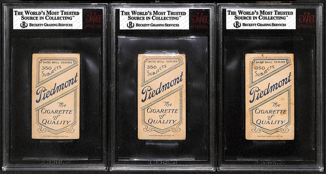 Lot of 3 Minor League 1909-11 T206 Cards - Bud Sharpe (BVG 3.5), Dan Moeller (BVG 3.0), Joshua Clarke (BVG 3.0)