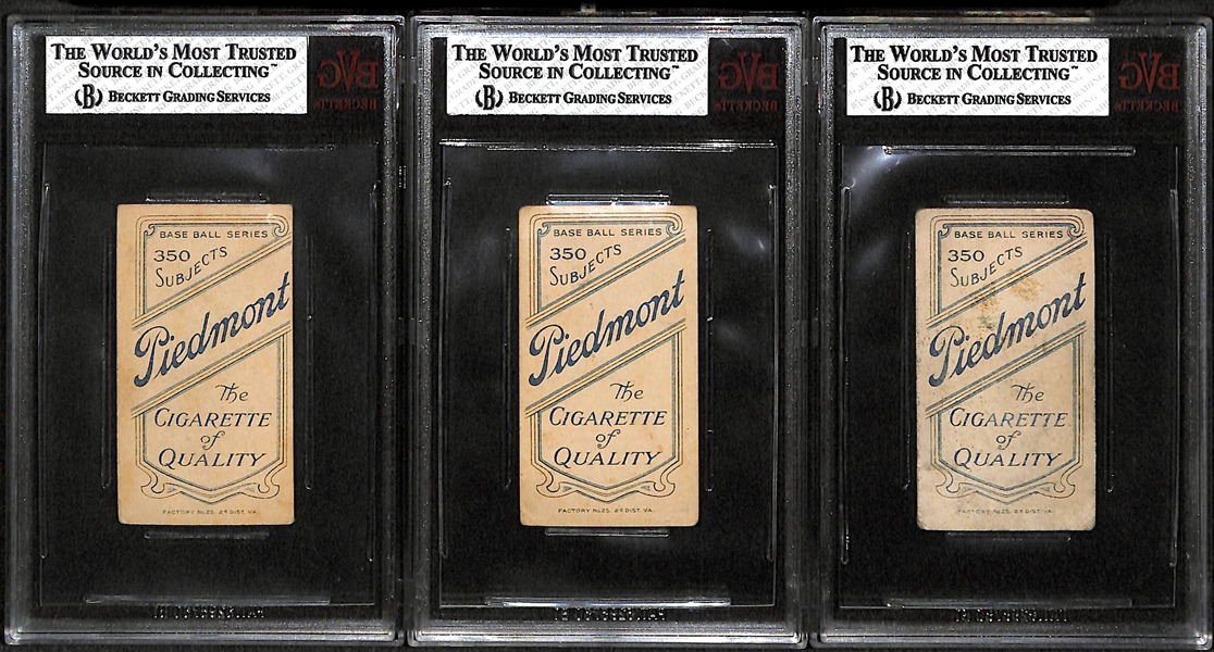 Lot of 3 Minor League 1909-11 T206 Cards - WIlliam Shannon (BVG 3.5), Gus Dorner (BVG 3.5), Lucky Wright (BVG 2.5)