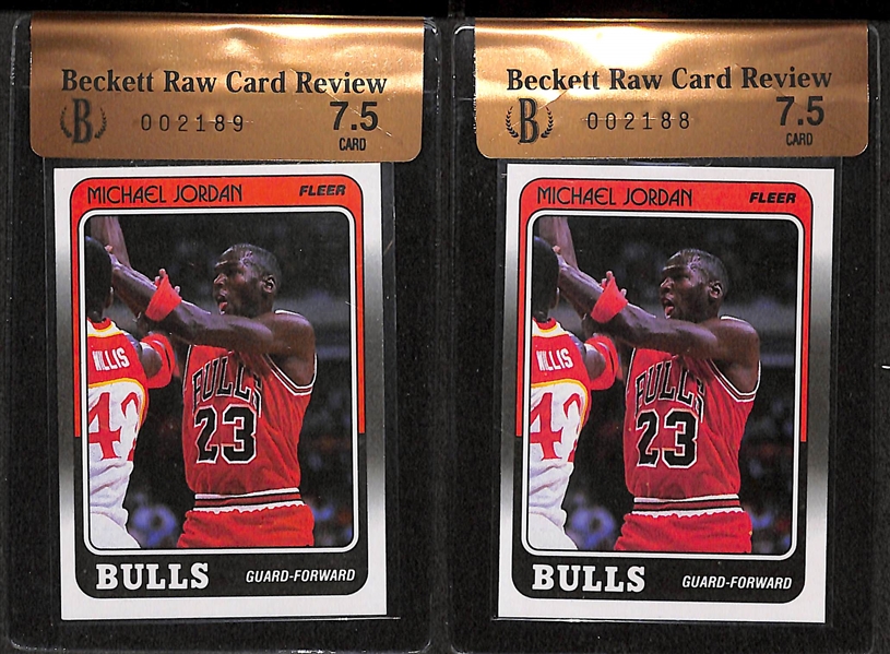 Lot of (2) 1988-89 Fleer Basketball Sets w/ Sticker Sets
