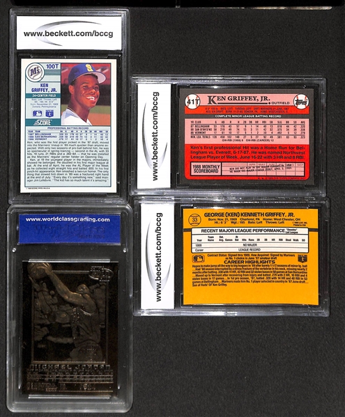 Lot of 18 Graded/Slabbed Sports Cards Inc. Griffey Jr. Rookies, Michael Jordan  insert, and Boggs Autograph