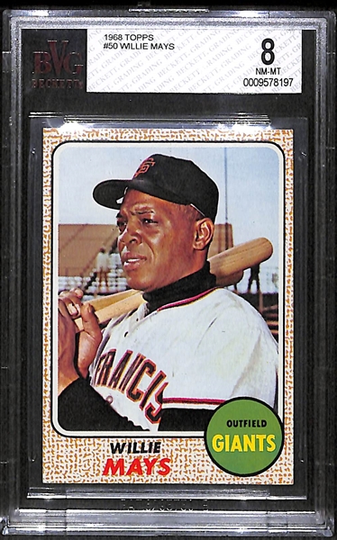 RARE NM-Mint 1968 Topps Willie Mays (#50) Graded BVG 8!