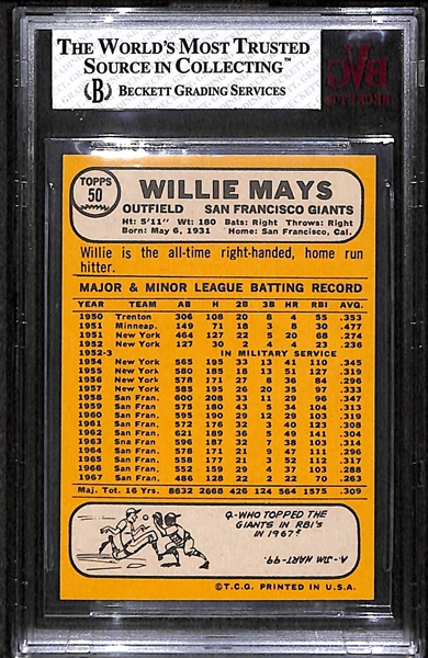 RARE NM-Mint 1968 Topps Willie Mays (#50) Graded BVG 8!