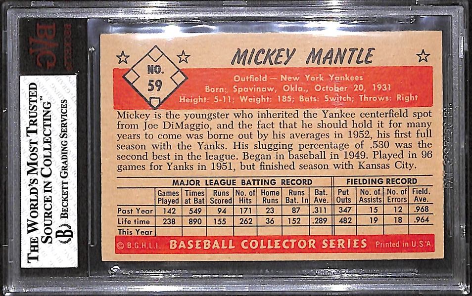 1953 Bowman Color Mickey Mantle (#59) Graded BVG 6 (EX-Mint)