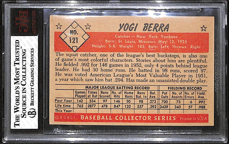 1953 Bowman Color Yogi Berra (#121) Graded BVG 7 (NM)