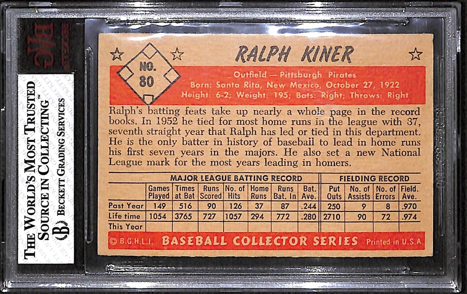 1953 Bowman Color Ralph Kiner (#80) Graded BVG 7.5 (Near Mint+)