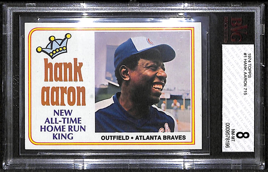 1974 Topps Hank Aaron (Card #1) Home Run King BVG 8 NM-Mint