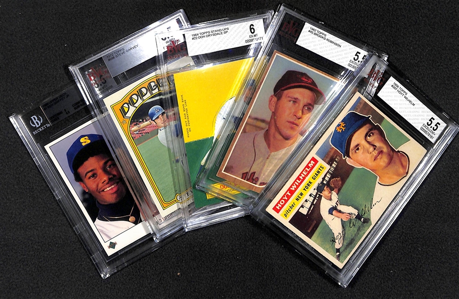 Graded Baseball Card Lot - Drysdale, Wilhelm, B. Robinson, Garvey, Griffey Jr. 