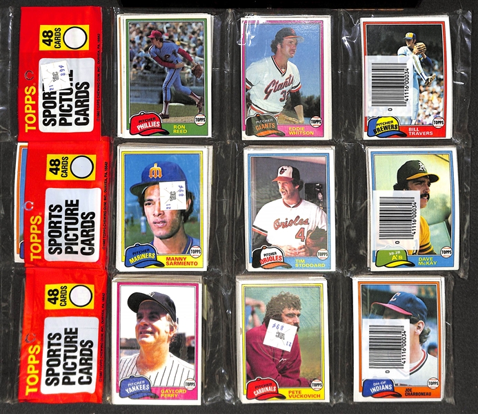 Lot of (19) Topps 1981 Baseball Rack Packs - Includes (14) packs of 48 cards and (5) packs of 36 cards