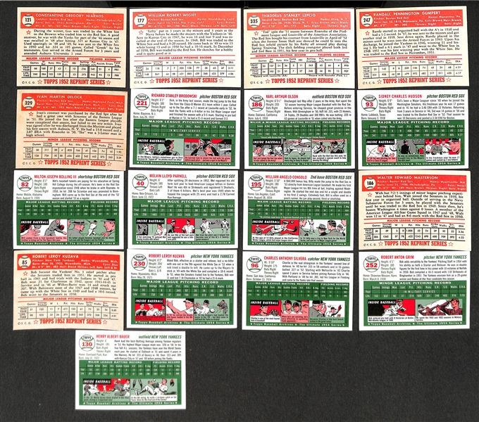 Lot of 17 Yankees and Red Sox Autographed 1952/1954 Topps Archives Cards w/ Bauer, Silvera, Consolo, Masterson, +