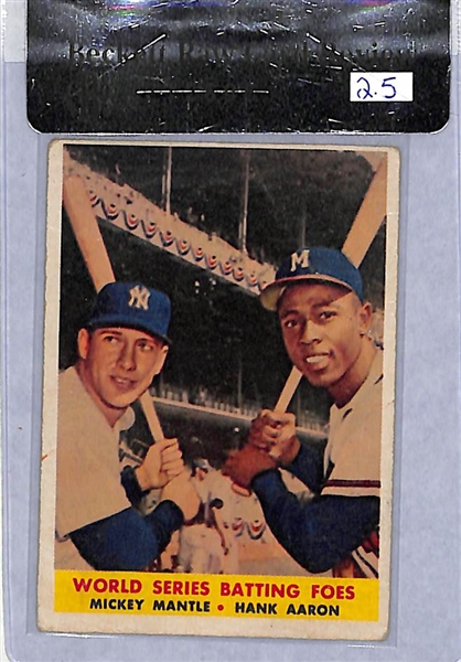 Vintage Mickey Mantle Lot of (3) Cards - 1958 Topps #150, 1958 Topps Batting Foes #418, 1960 Topps Rivals #160