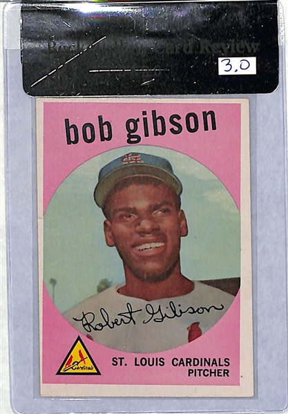 Two Bob Gibson 1959 Topps Rookie Cards (#514) Graded BVG 2.0 and BVG 3.0