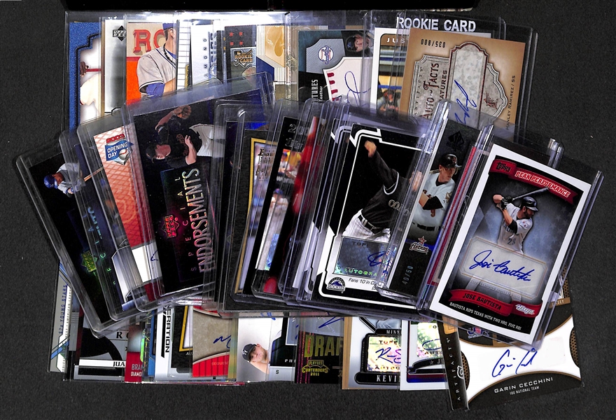 Lot Of 50 Baseball Autograph Cards w. Jose Bautista & Hunter Pence