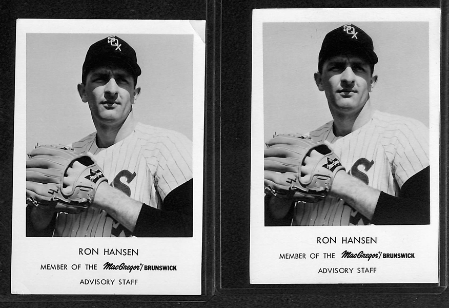 RARE Lot of (8) 1965 MacGregor/Brunswick Advisory Staff Photo Cards - 3.5x 5 - Includes (4) Ron Hansen and (4) Deron Johnson