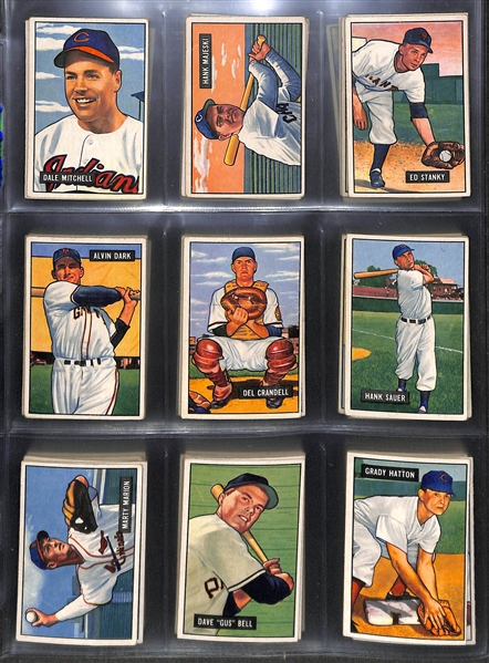 Lot Of 78 Different 1951 Bowman Baseball Cards w. Kell