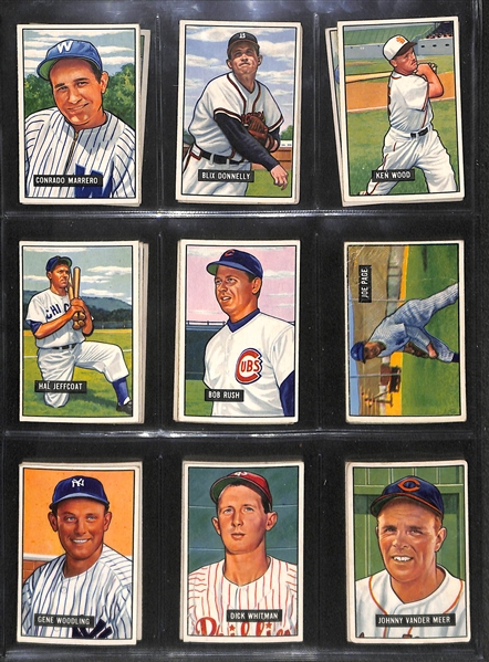 Lot Of 78 Different 1951 Bowman Baseball Cards w. Kell