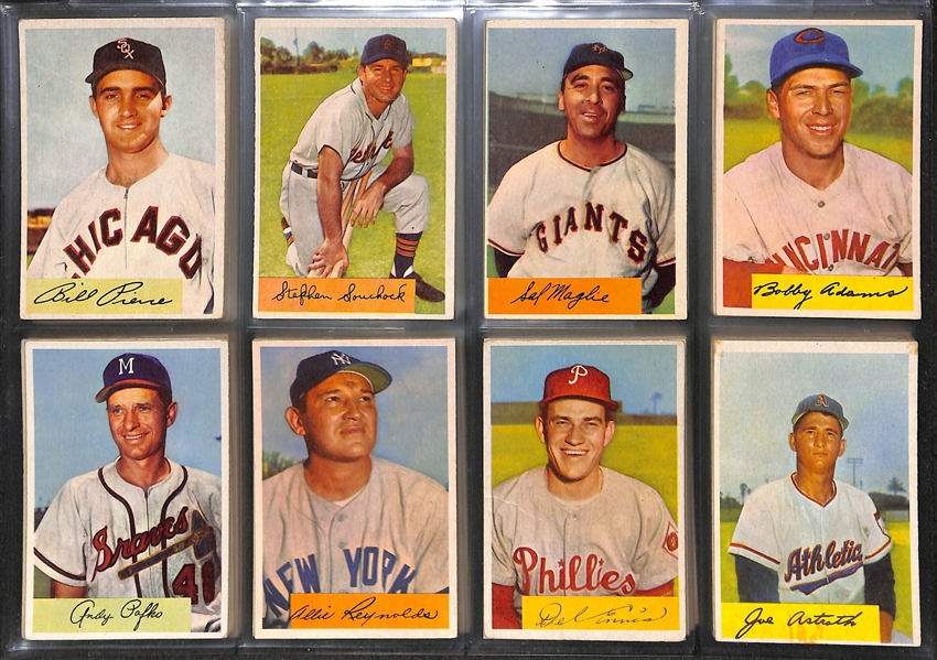 Lot of 83 Different 1954 Bowman Baseball Cards w. Nellie Fox
