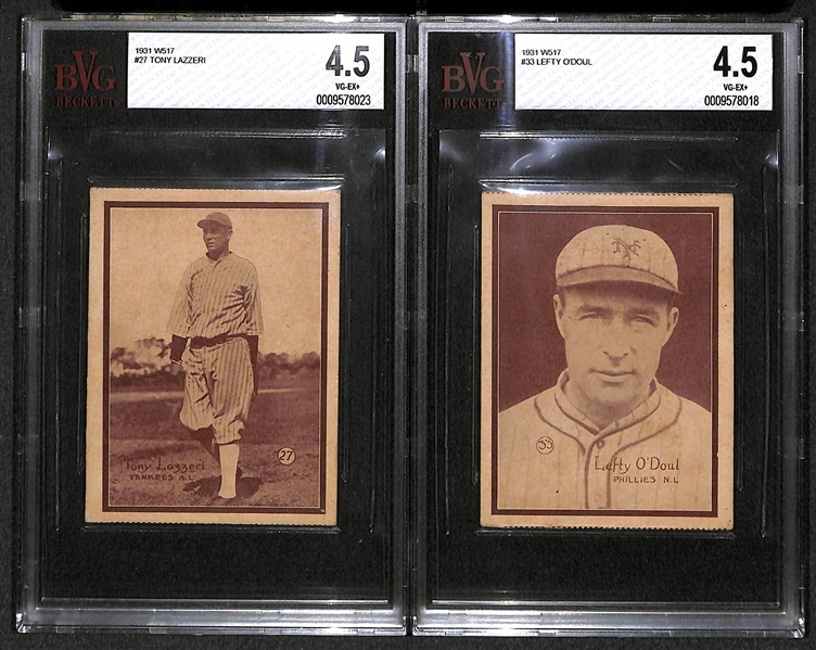 Lot of 2 - 1931 W517 #27 Tony Lazzeri & #33 Lefty O'Doul Phillies - Both BVG 4.5