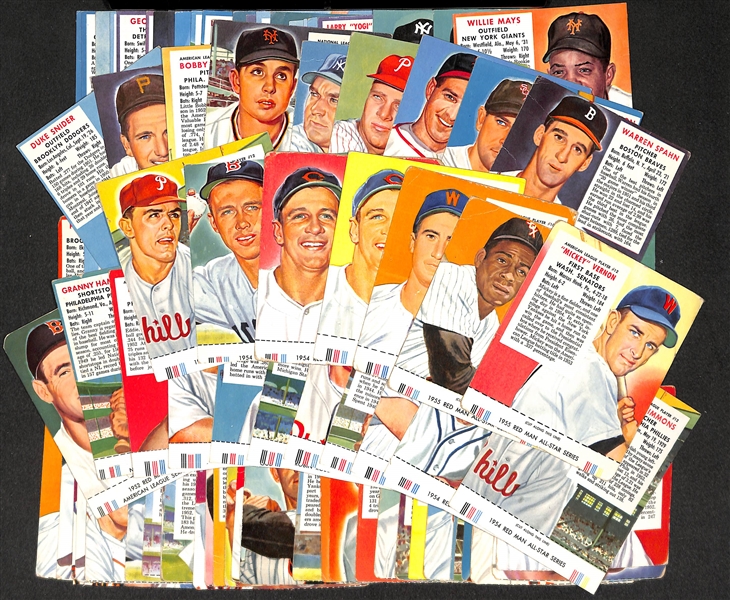 Lot of 102 - 1952-1954 Red Man Tobacco Cards, 27 - With & 75 - Without Tabs