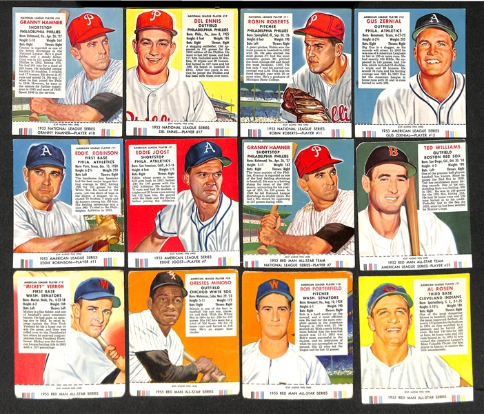 Lot of 102 - 1952-1954 Red Man Tobacco Cards, 27 - With & 75 - Without Tabs