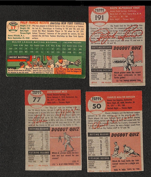 Lot of 19 - 1953 Topps Baseball Cards & 1 - 1954 Topps Phil Rizzuto Card