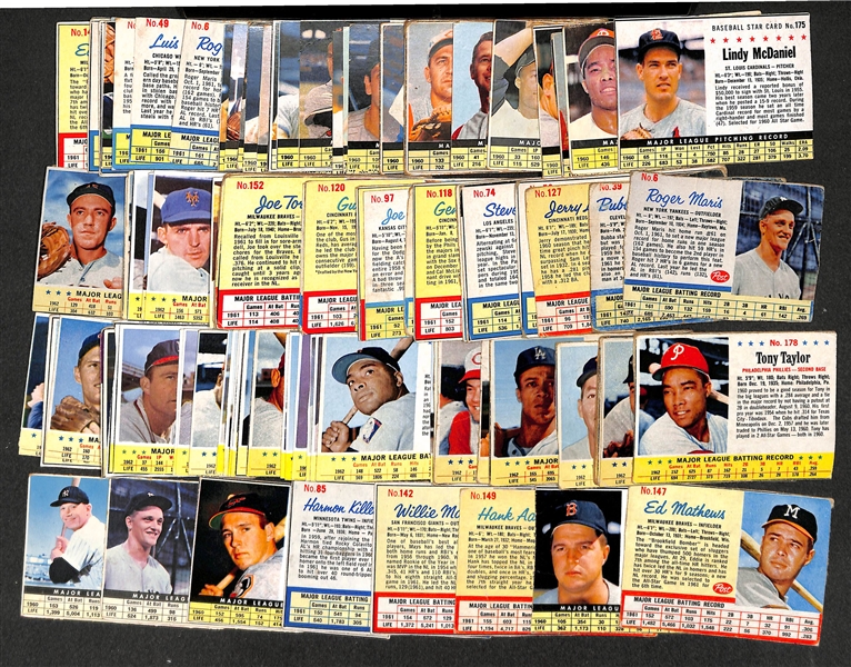 Lot of 121 Assorted 1961-1963 Post Baseball Cards w. Mickey Mantle