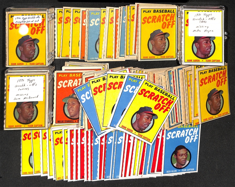 Lot of 4 - 1970-71 Topps Baseball Scratch Off Complete & Partial Sets w. 50+ Extra Scratch Off Cards - All Unscratched!