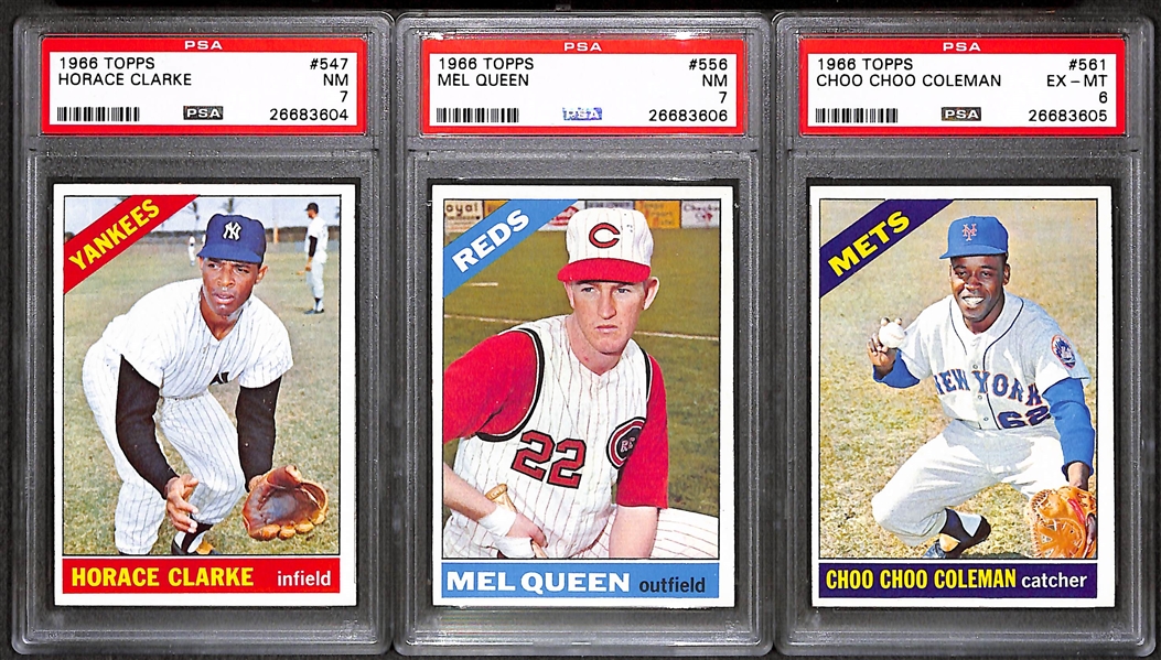 Lot of (3) 1966 Topps Baseball Hi# Short Print Graded Cards - w/ Clarke #547 PSA 7