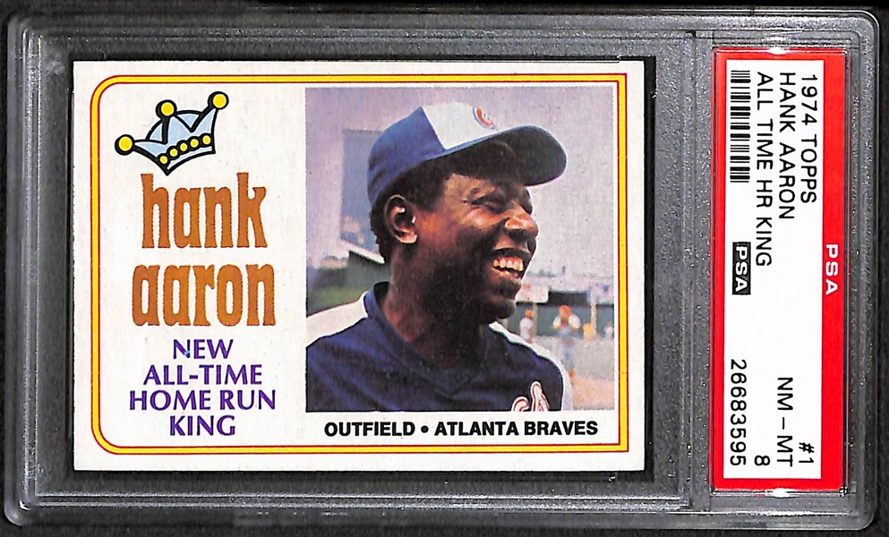 (5) Card PSA Graded Hank Aaron Vintage Lot w/ 1974 #1 PSA 8