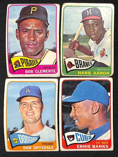 1965 Topps Baseball Card Lot - Over 240 Cards inc. Clemente, Aaron, Banks