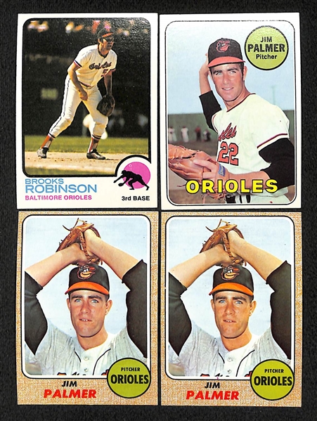 Brooks Robinson & Jim Palmer Orioles Baseball Card Lot (12 Cards - 9 Robinson and 3 Palmer)