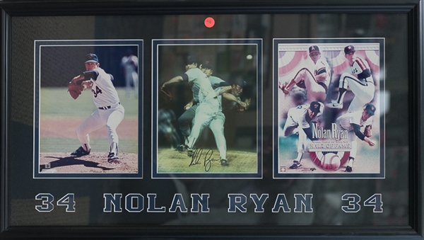 Nolan Ryan Signed & Framed Photo Display - JSA