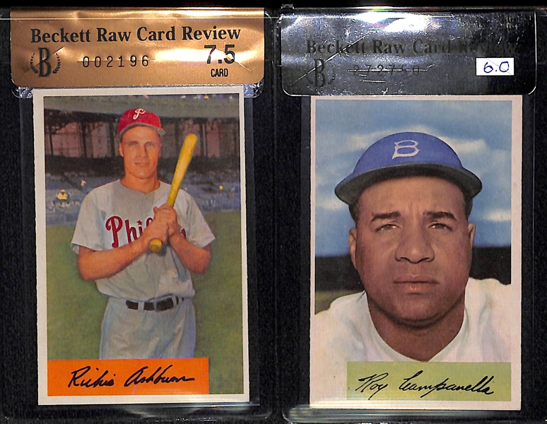 1954 Bowman Richie Ashburn #15 (BVG 7.5) and Roy Campanella #90 (BVG 6.0)