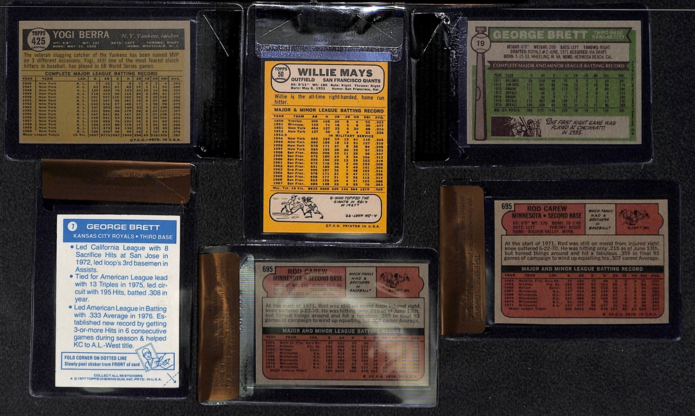Lot of (6) 1960s-1970s Beckett Raw Graded Cards w/ 1961 Berra (6.5) and 1968 Mays (3.5)