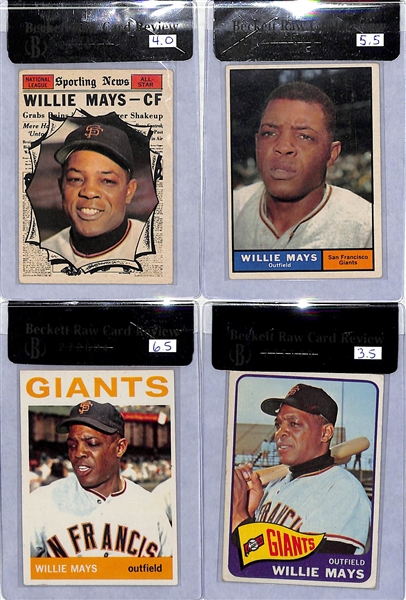Lot of (4) 1960s Willie Mays Cards - All Beckett Raw Graded