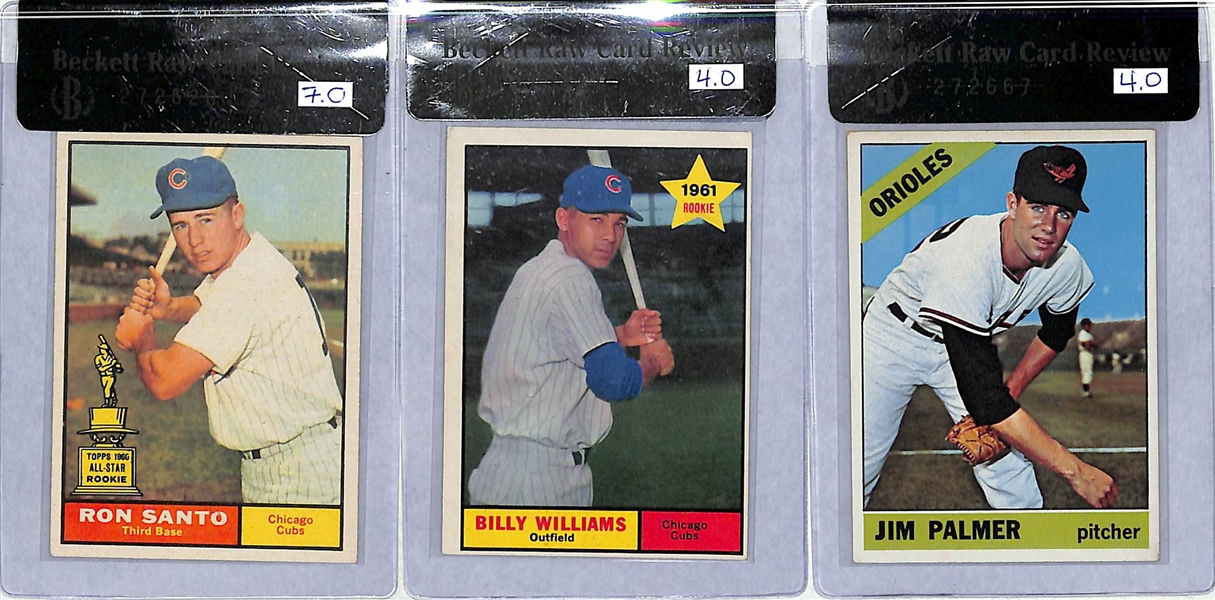 1961 and 1964 Rookie Lot - Billy Williams (BVG 4); Ron Santo (BVG 7) and Jim Palmer (BVG 4)