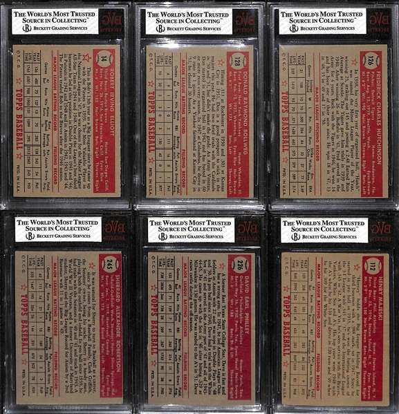 Lot of (6) Graded 1952 Topps Cards w. BVG 6.5 Bob Elliott