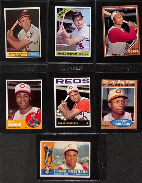 Brooks & Frank Robinson Baseball Card Lot of 35 Assorted Cards From 1959-1975
