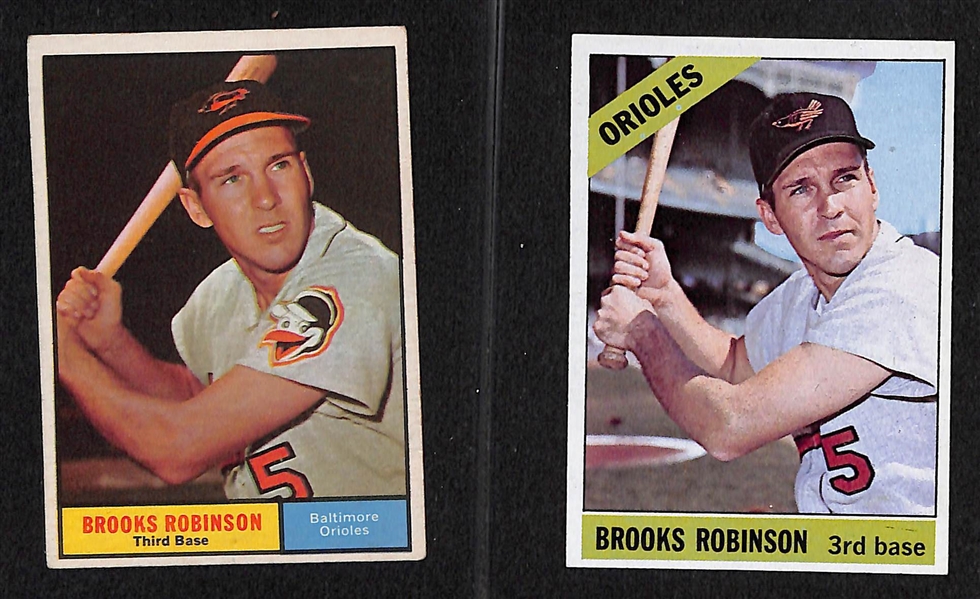 Brooks & Frank Robinson Baseball Card Lot of 35 Assorted Cards From 1959-1975