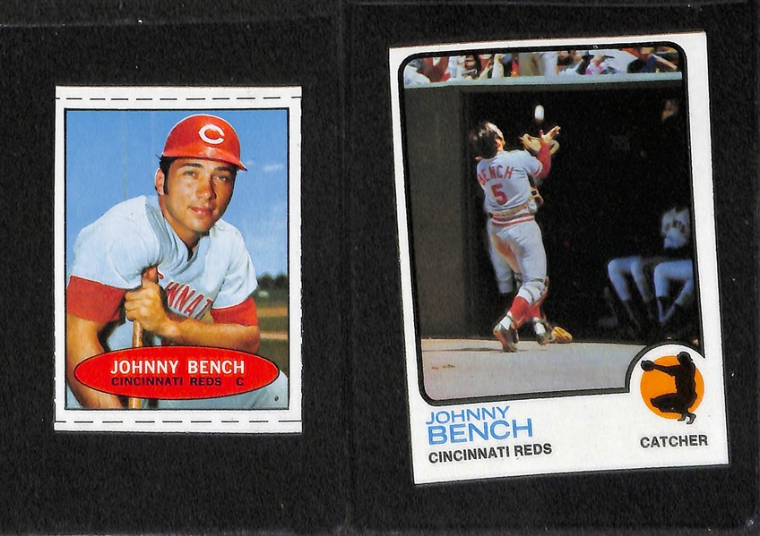 Johnny Bench Baseball Card Lot of 52 Cards from 1969-1983