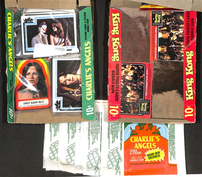 2 Opened Non-Sport Wax Boxes - 1976 King Kong & 1977 Charlie's Angels Series 4 - Both with 30+ Wrappers